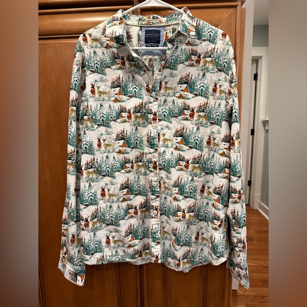 Denim & Flower woodsy cabin shirt size XL